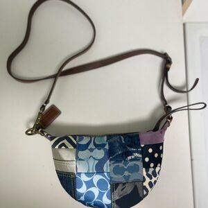 Coach Blue and Silver Patchwork Crossbody Bag